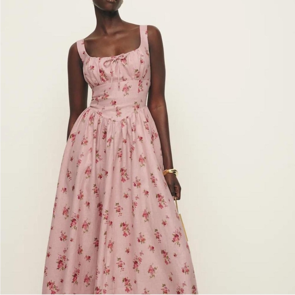 SOLD Reformation Balia Linen Midi Dress